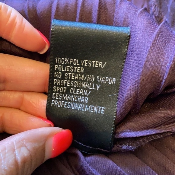 S.L. Fashions Knife Pleat Crisp A-Line V-Neck MIDI Dress w/ Handkerchief Hem - Picture 7 of 9